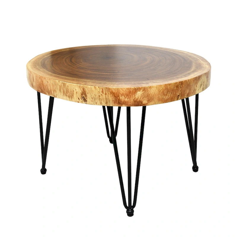 Natural Solid Wood Round End Table Coffee Table