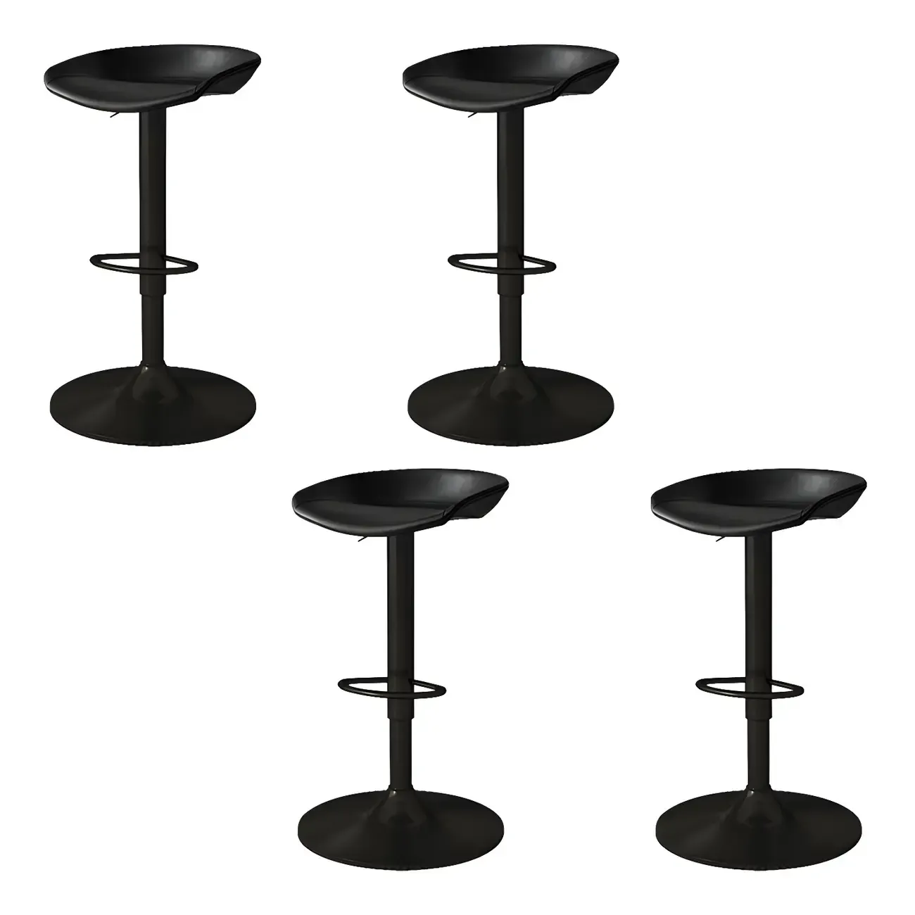 Modern Leather Black Pedestal Swivel Adjustable Bar Stool