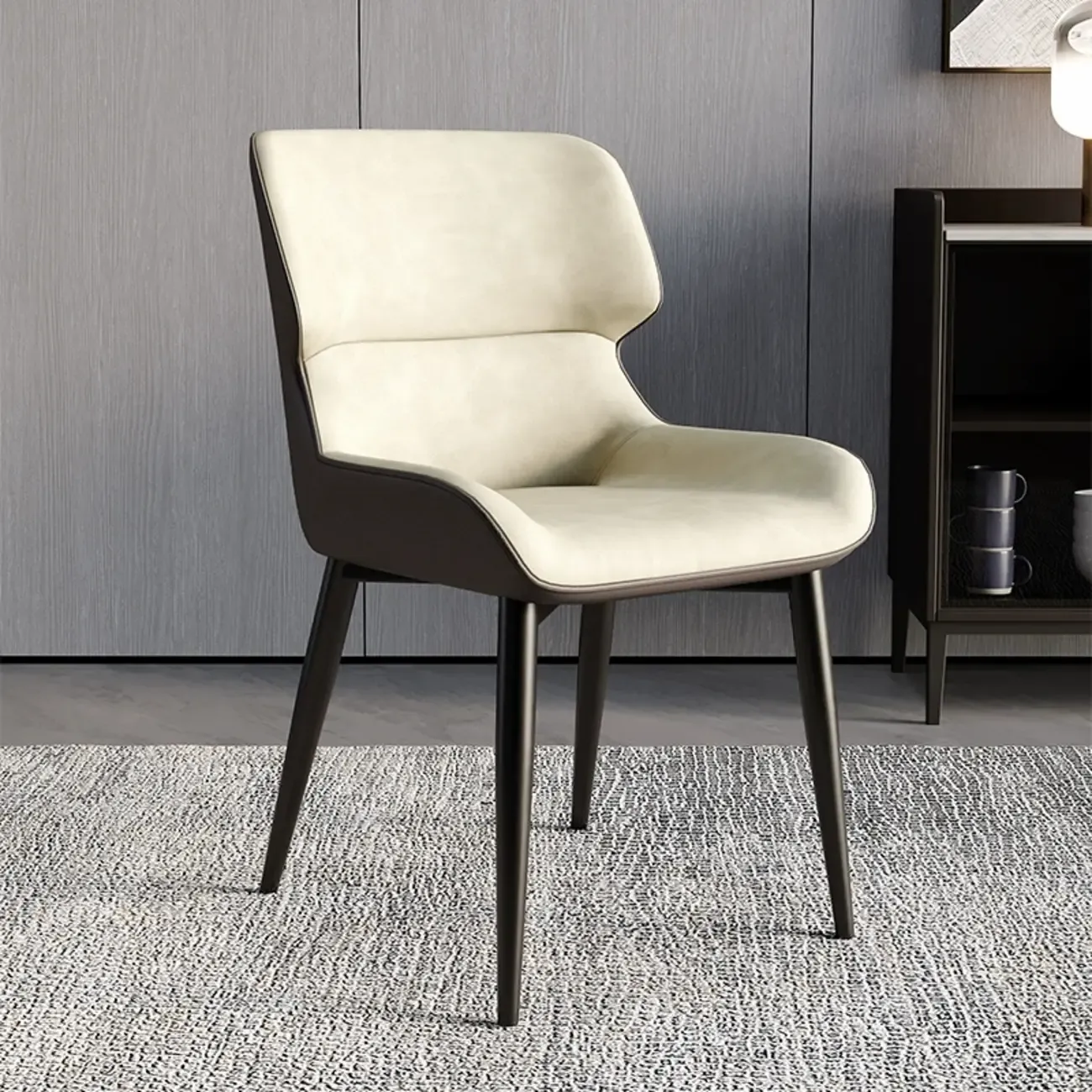 Leather Low Solid Back Armless Dining Side Chair