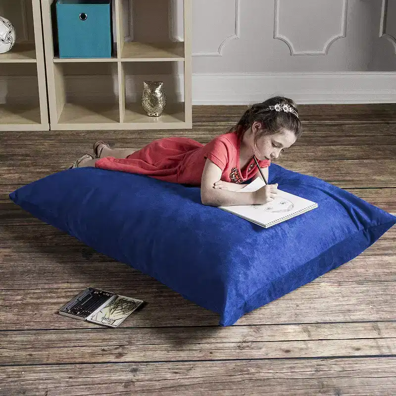 3.5 ft Kids Bean Bag Floor Pillow – Microsuede, Seats 1 (Blueberry / Cherry / Fuchsia / Grape / Lime / Pumpkin)