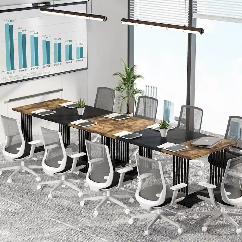 70.9 Modern Office Desk Wood Computer Desk, White Gold Executive Desk