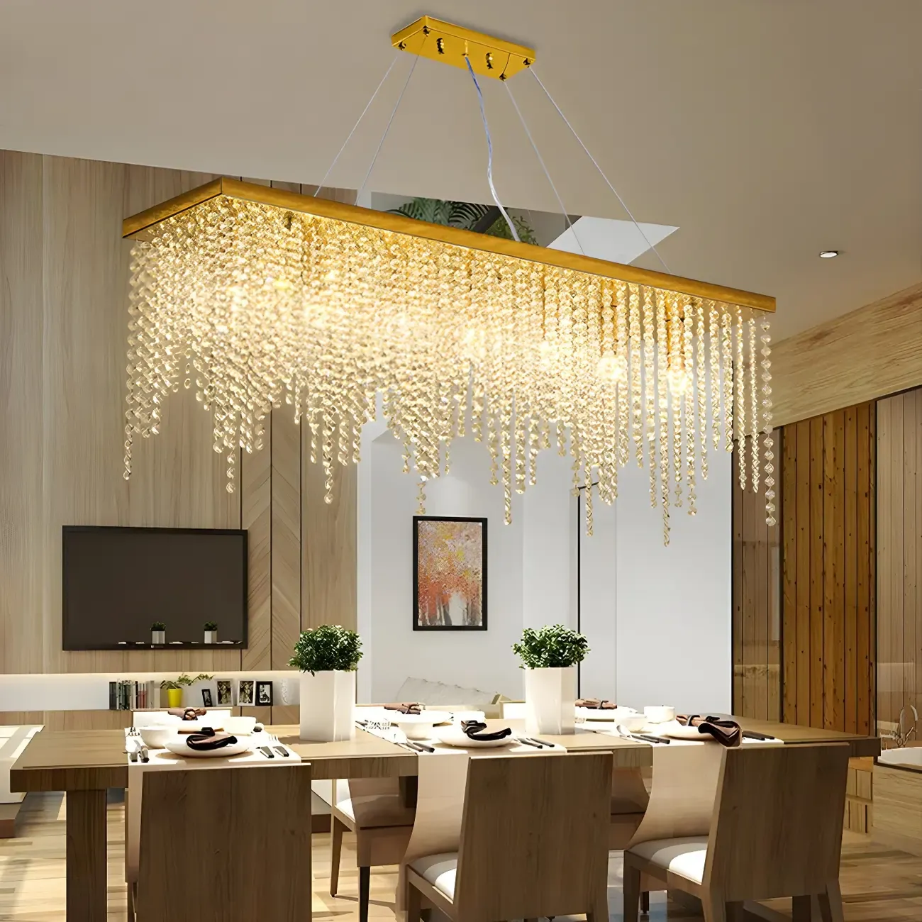 Kitchen Luxury Modern Gold Crystal Pendant Light