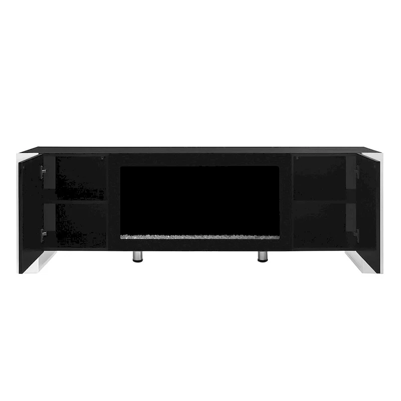 Modern TV Stand with 34.2 Non-heating Electric Fireplace and Cabinets