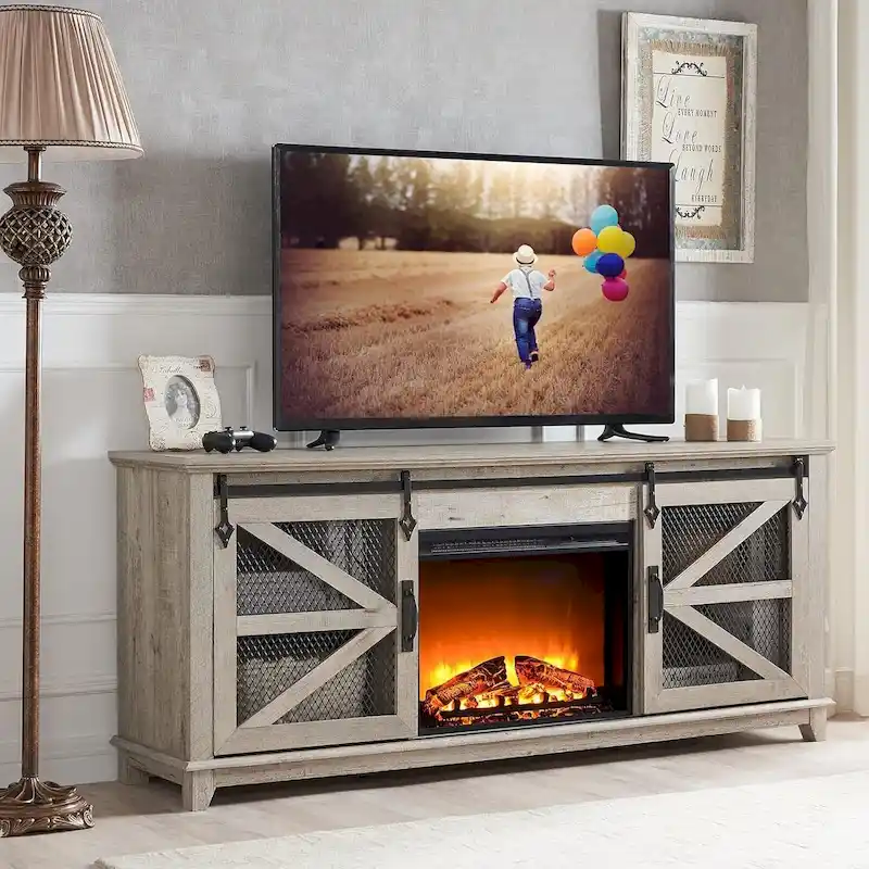 Farmhouse Fireplace TV Stand, Entertainment Center, TV Console