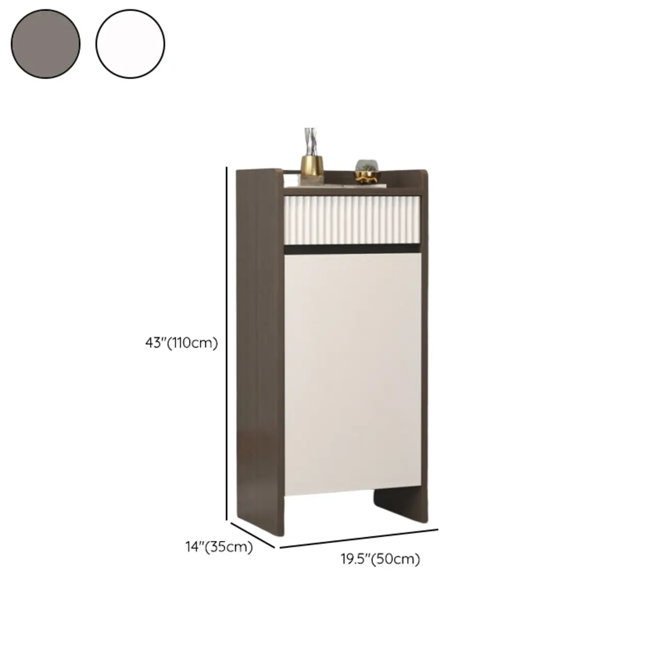 Modern Wood Shoe Cabinet with Drawer and Shelves