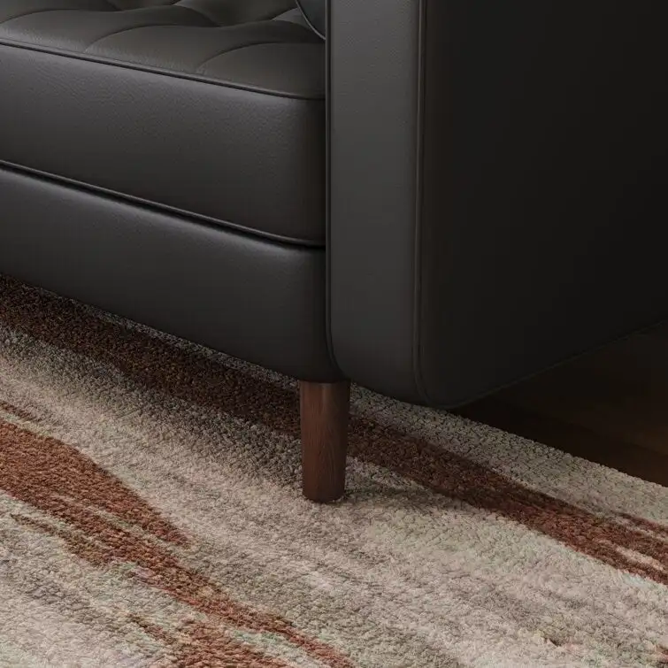 Stateside Mid-Century Square Arm Leather Covered Loveseat Sofa 59