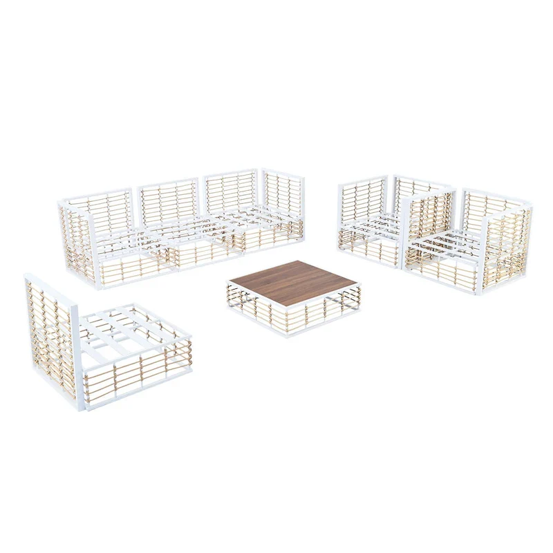 7 Piece Patio Furniture Set, All-Weather Conversation Furniture Set, Patio Sectional Sofa Set with Cushions and Coffee Table