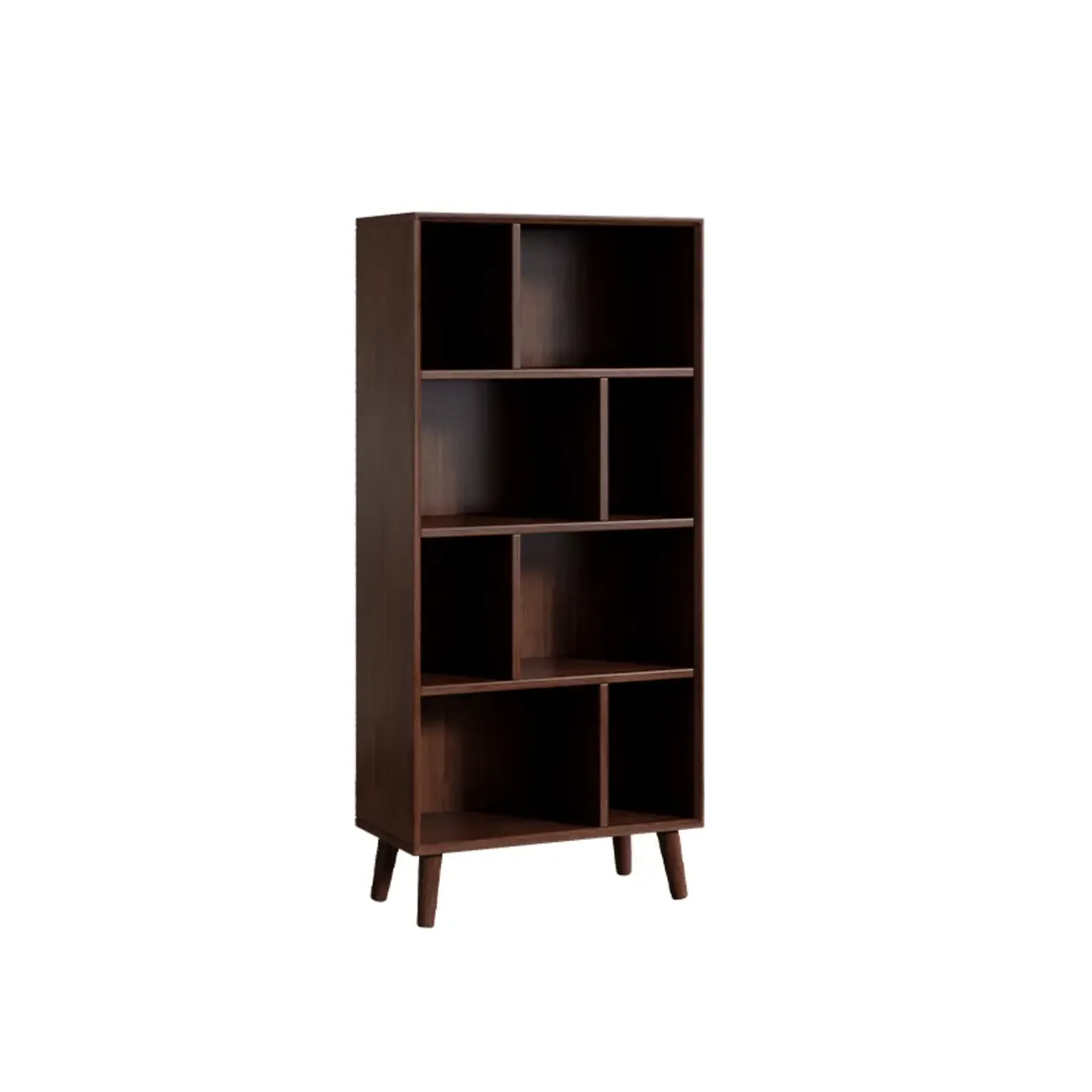 Modern Black Rubberwood Open Rectangle Bookcase