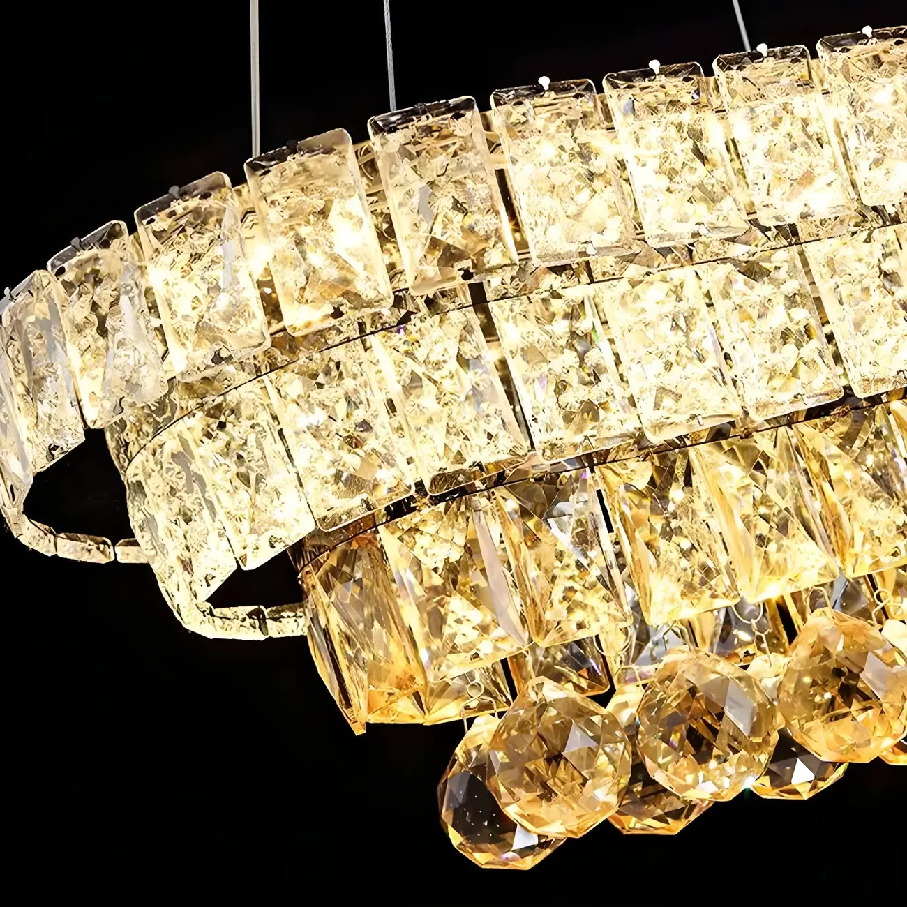 Elegant Gold/Silver Crystal Kitchen Island Pendant Light