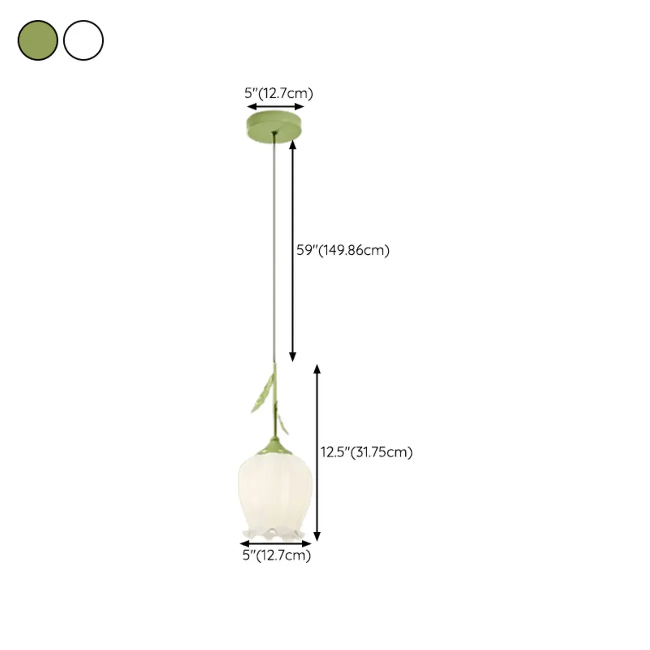 Kids Bedside White Glass Tulip Pendant Lamp