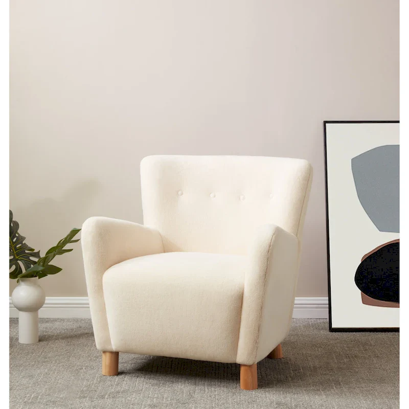 SAFAVIEH Couture Zornitza Faux Shearling Accent Chair - 31 In W x 27 In D x 33 In H - 31Wx27Dx33H