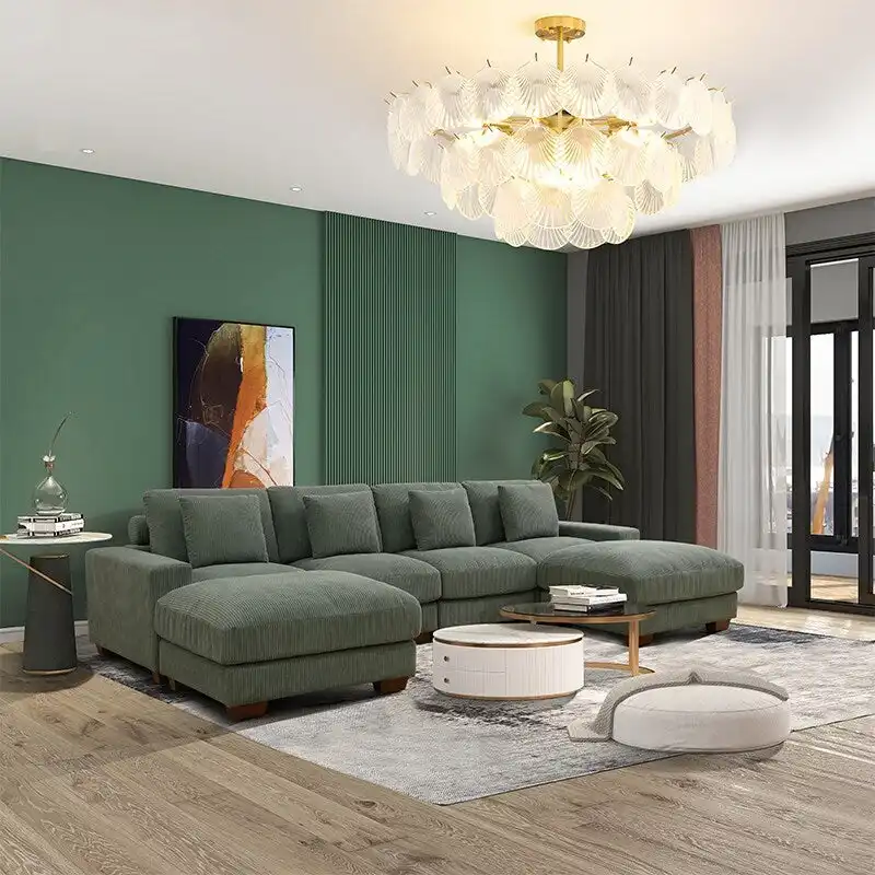 123 Corduroy Upholstered U-Shaped 6-Piece Sectional Sofa