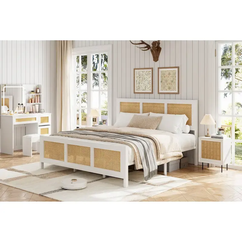 Rattan Bed Frame with Headboard