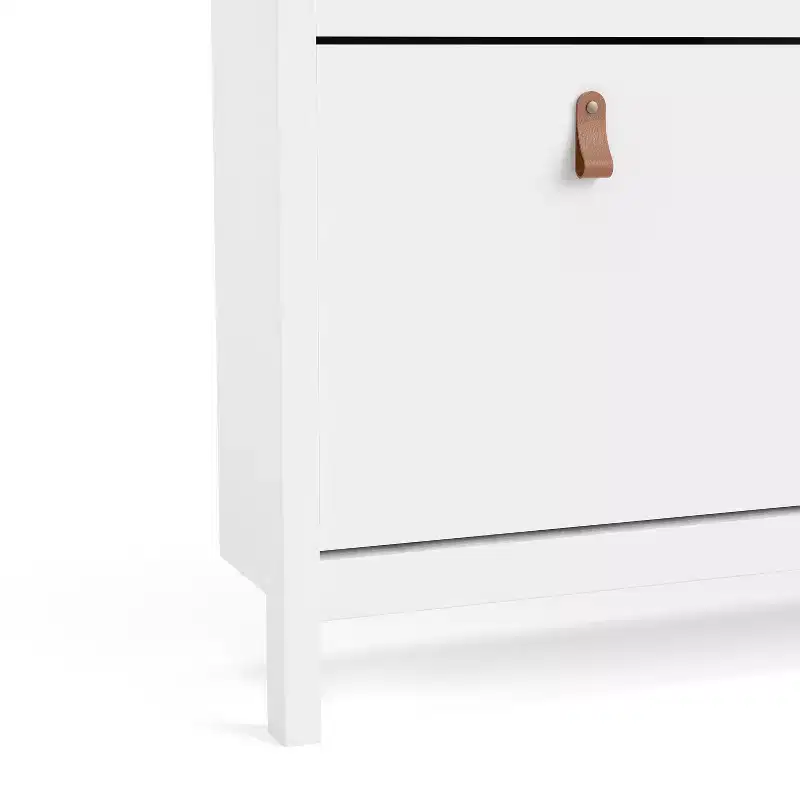 White 4-Drawer Shoe Cabinet, Modern-Traditional Style, Holds 16 Pairs