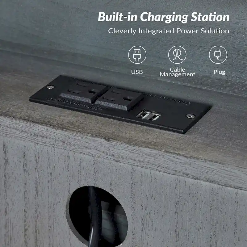 Farmhouse 30Tall Distressed 3-Drawer Nightstand With Solid Wood Legs and Adjustable Feet