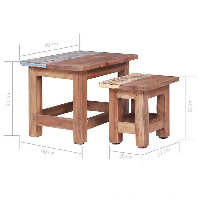 vidaXL Nesting Tables 2 pcs Solid Reclaimed Wood - 15.7 x 15.7 x 11.8