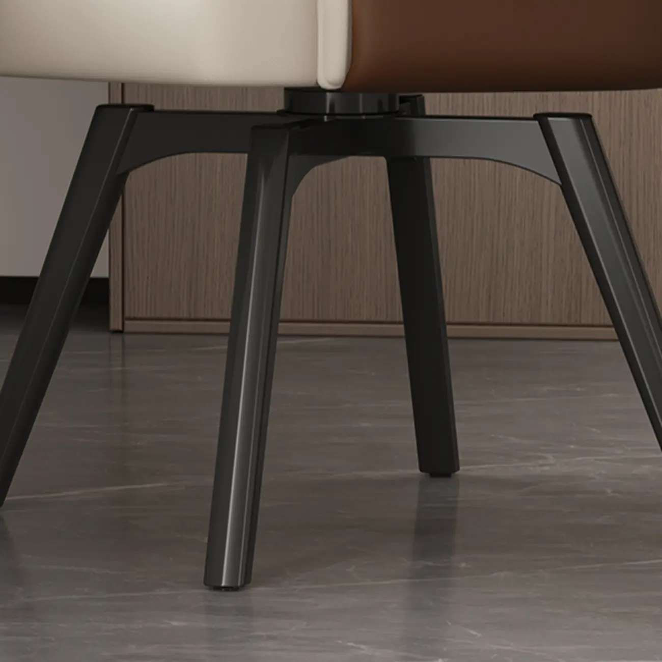 Modern Faux Leather Swivel Arm Dining Chair with Solid Back