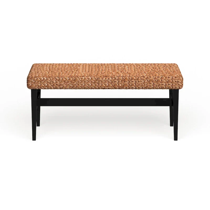SEI Furniture Terraza Black Natural Woven Bench