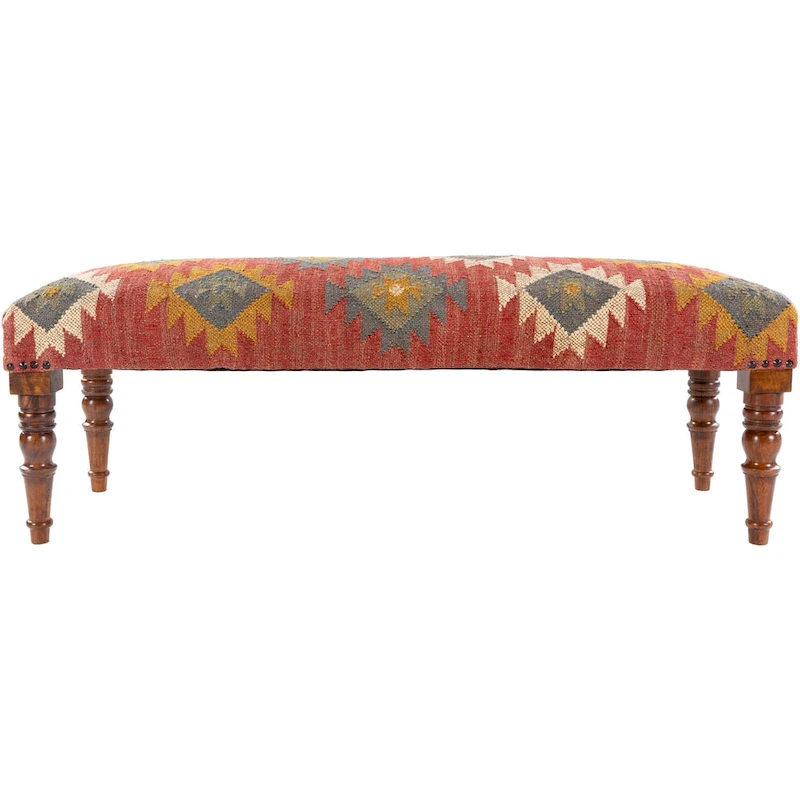 Livabliss Anupama Southwestern Upholstered Jute Bench