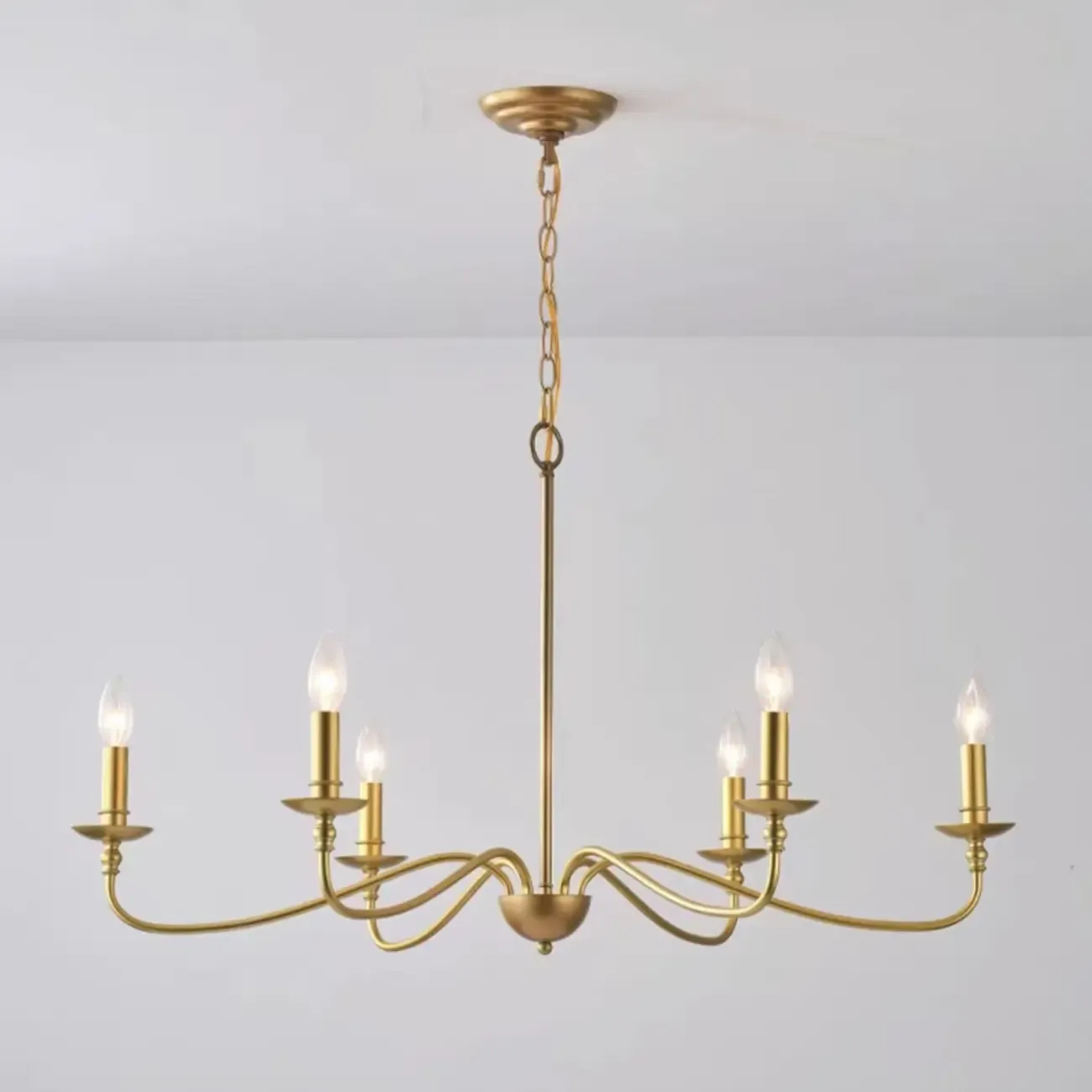 Simple Linear Gold Metal Candelabra Chandelier