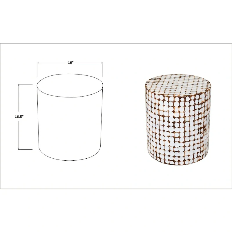 Round Coconut Shell Mosaic Accent Table by East at Main