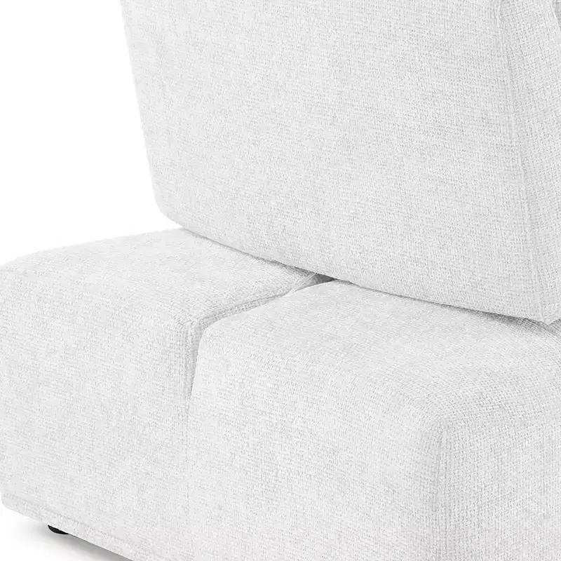 HOMES: Inside + Out Povoa Modern Modular Armless Chair Chenille with Extendable Backrest White