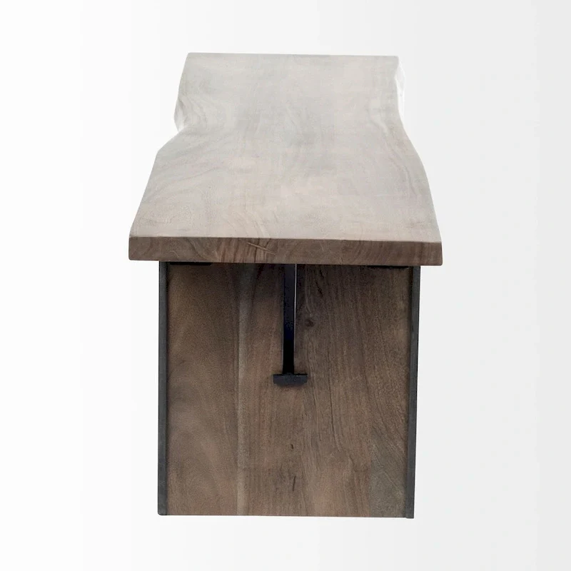 Brown Solid Wood Live-Edge Dining Bench — W70 x D17 x H18