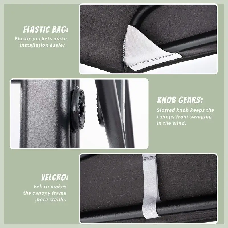 3-Person Metal Patio Swing with Canopy and Cushions - N/A