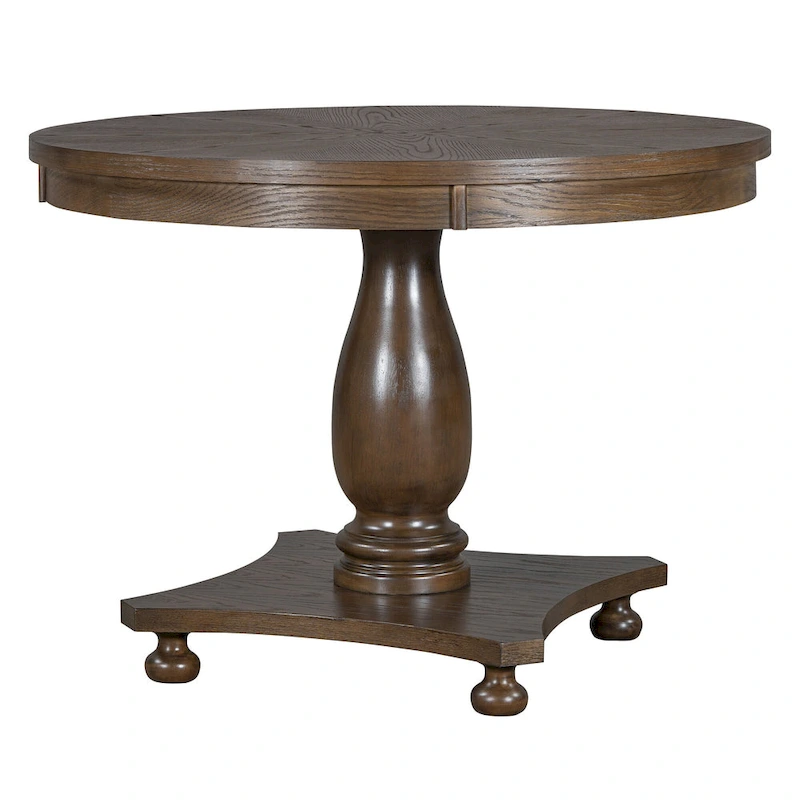 5 Piece Dining Table Set, Solid Wood Kitchen Dining Room Table Set with Round Dining Table and 4 Upholstered Chairs