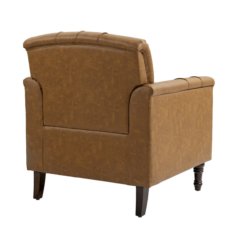 PU Leather Tufted Accent Chair with Nailhead Trim Armchair