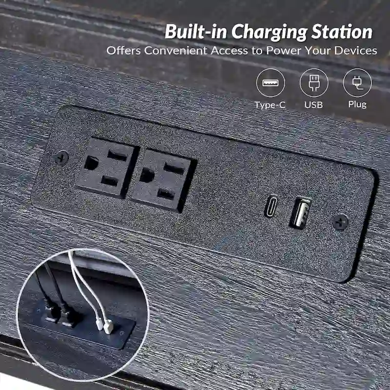 Eric Traditional 26 Tall Solid Wood End Table with USB Set of 2by HULALA HOME