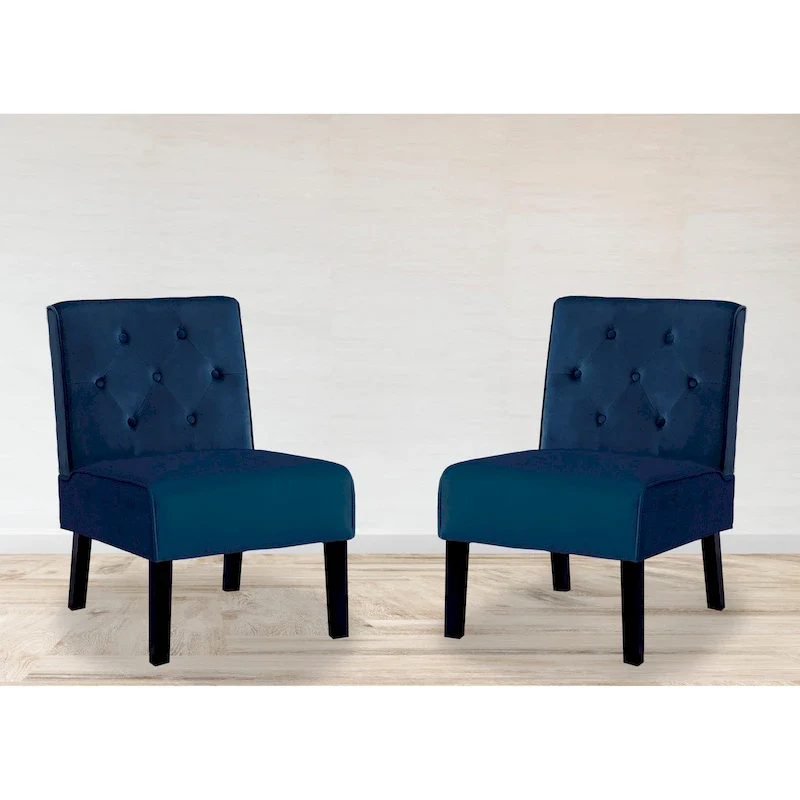 US Pride Nixon Velvet Tufted Back Accent Chair Set of 2