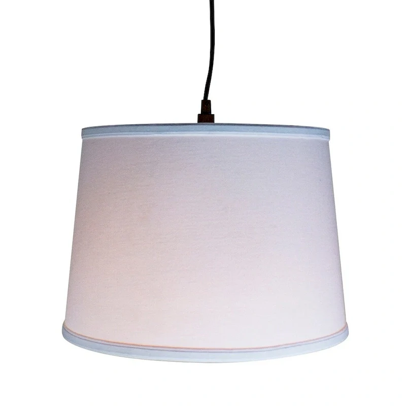 1 Light Swag Plug-In Pendant 14 w White Shade, 17' Black Cord