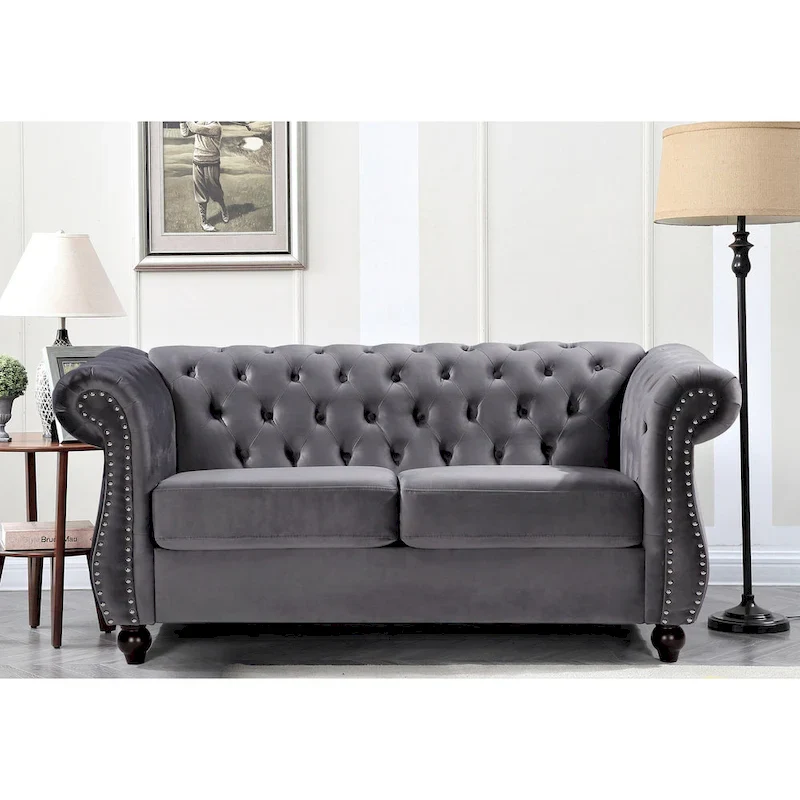 Kemos Velvet Chesterfield 2-piece Living Room Set