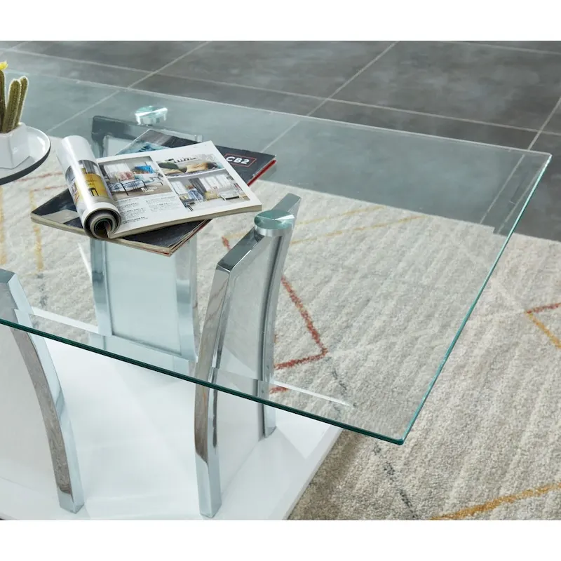 del Rio Modern Glass Top 2-Piece Accent Table Set by Furniture of America