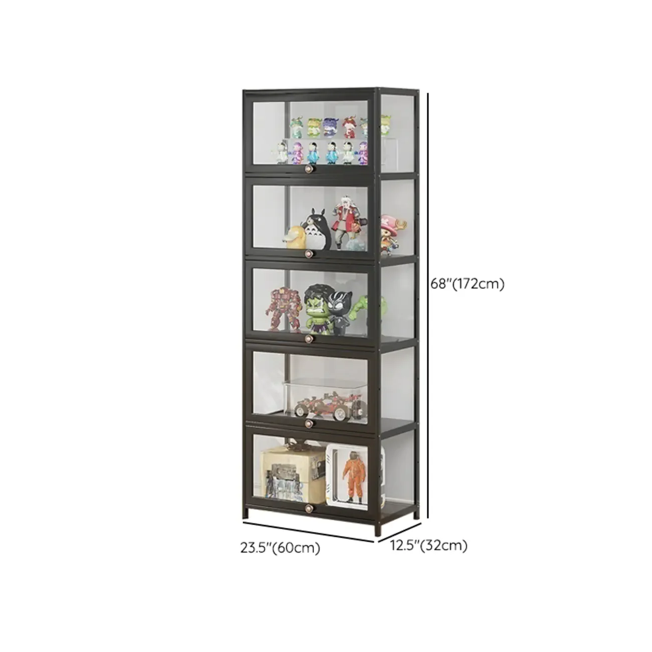 Simple Flip-up Black Clear Glass Cabinet