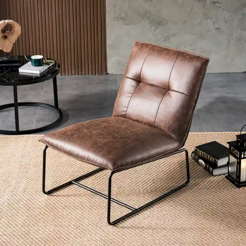 OVIOS Mid-Century Suede Fabric Armless Accent Chair
