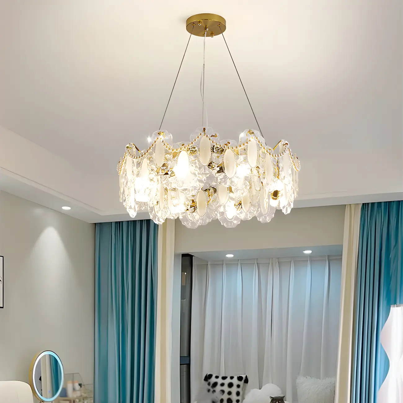 Geometric Clear Crystal Island Pendant Light