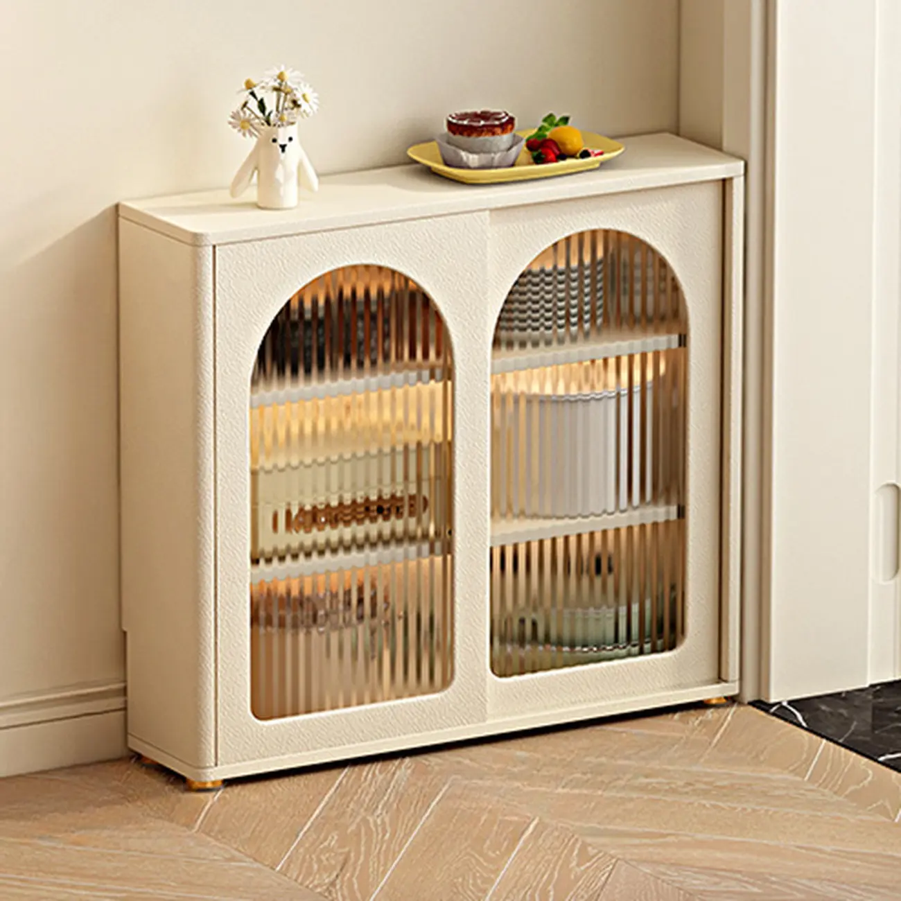 Modern Black Slab Cabinet Sideboard with Storage