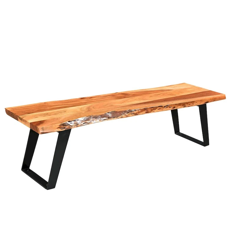 Timbergirl Handmade Live Edge Acacia Wood Bench (India)