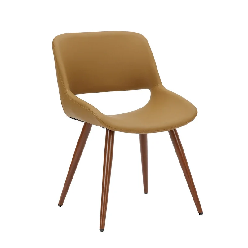 Langa Faux Leather Mid-Century Dining Chair with Metal Legs