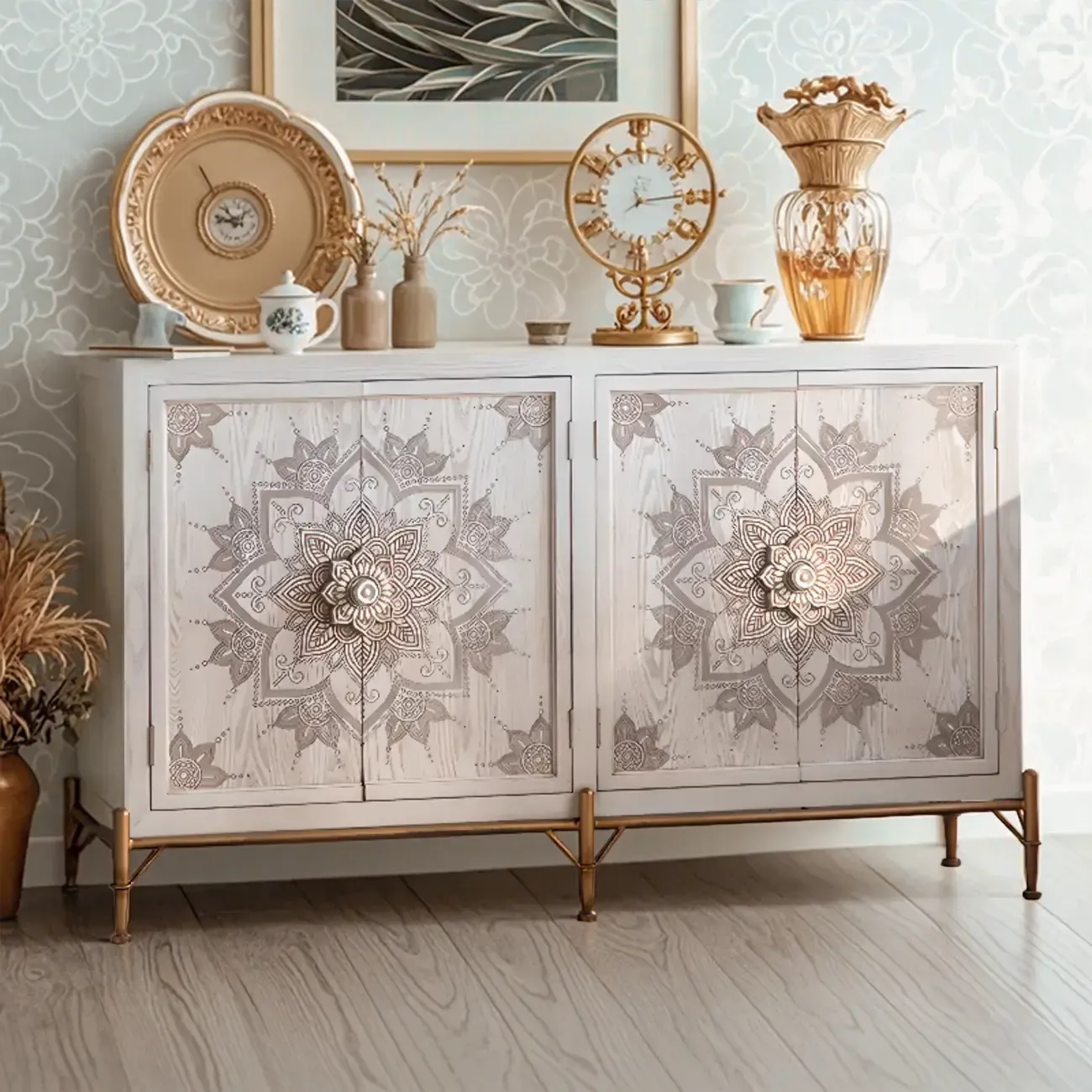 Rustic Wooden Free-standing Storage Cabinet for Living Room