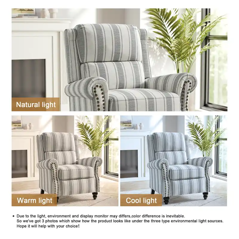 Nail-head Padded Seat Pushback Recliner Chair