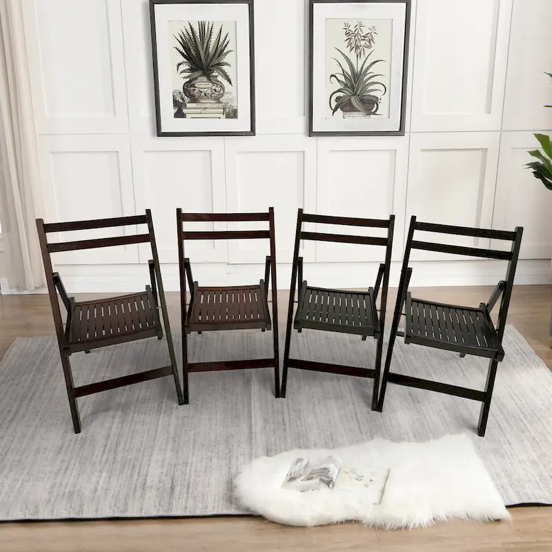Furniture Slatted Wood Folding Special Event Chair,Set of 4