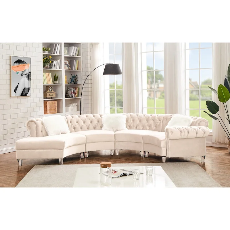 138.6 Velvet curved sofa Symmetrical Modular Sectional
