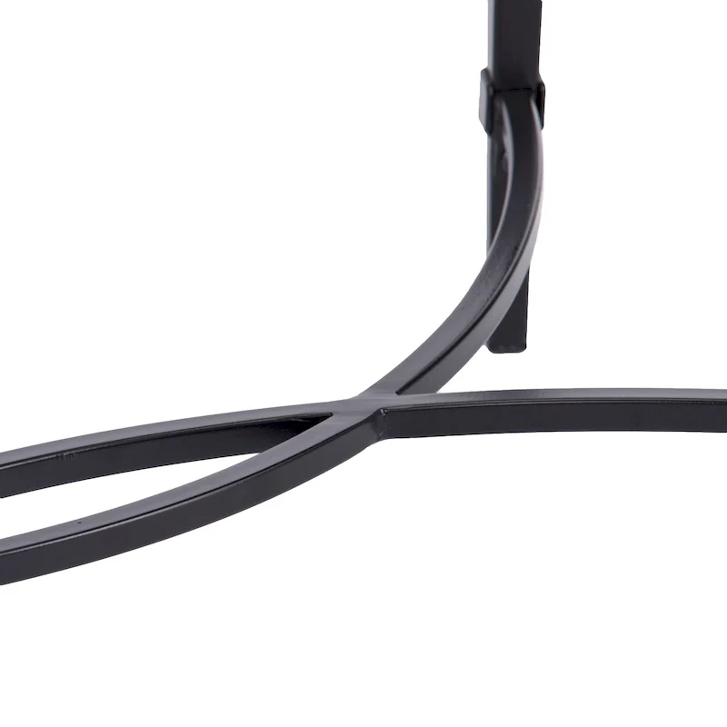 Matte Black Metal Oval Coffee Table with Glass Top