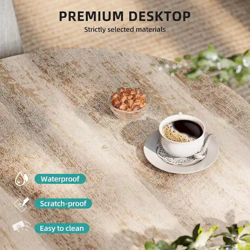 Industrial 2-Tier Round Coffee Table with Shelf