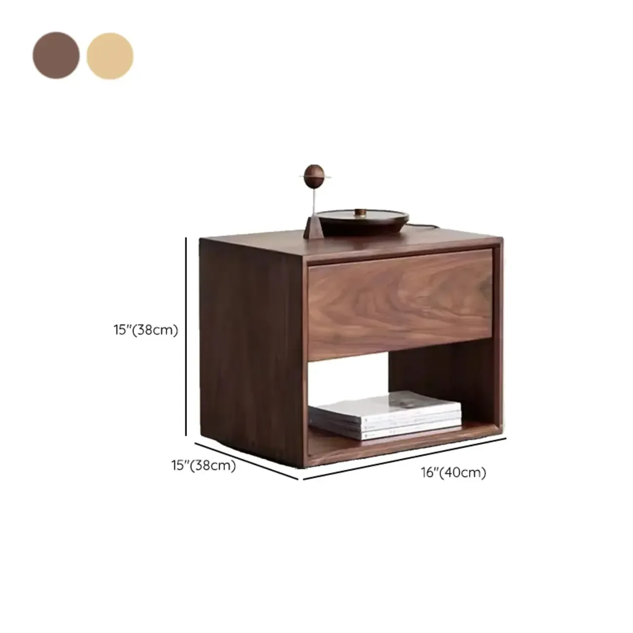 Mid-Century Modern Solid Wood Nightstand with Drawer