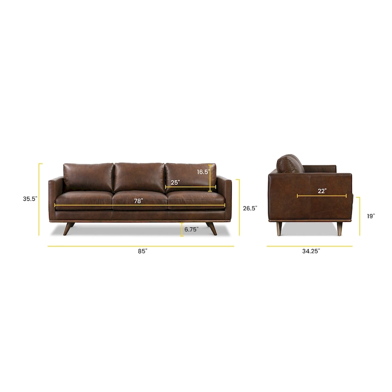 Poly & Bark Nolita 85 Sofa - Full Grain Genuine Italian Leather