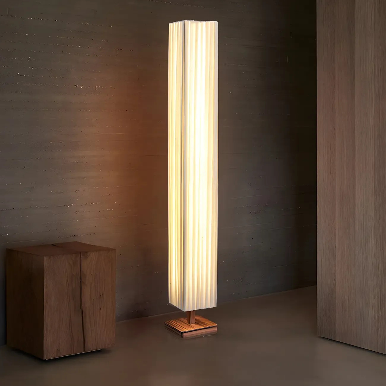 Modern Column Wood 3-Color LED Floor Lamp for Living Room